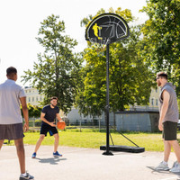 Basketball Stand 43.3" L x 17.75" W x 141.7" H Black, Yellow and White
