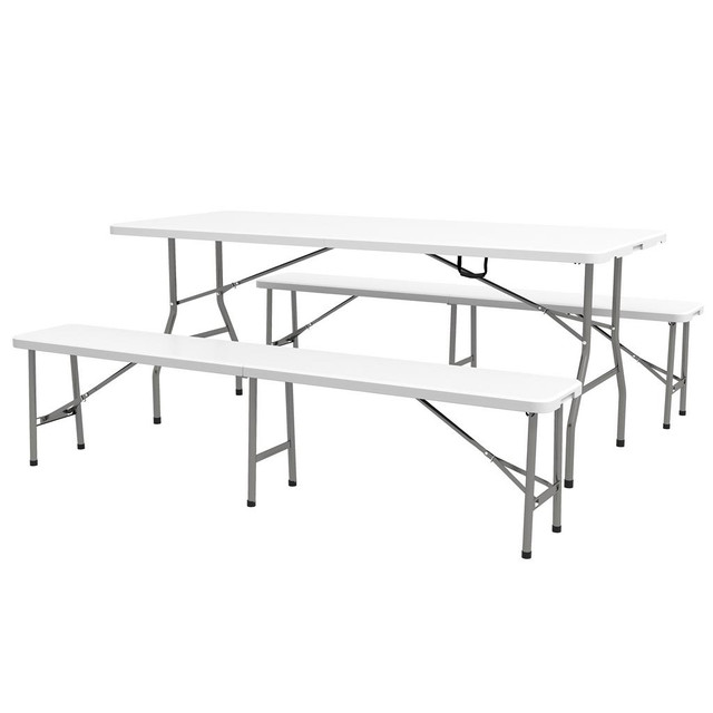 Patio Table Set 70.9" x 29.5" x 28.7" White in Patio & Garden Furniture - Image 2