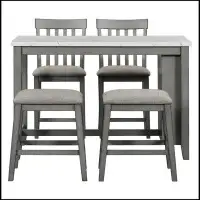 Red Barrel Studio 5-piece Counter Height Dining Table Set with Built-in Storage Shelves_5p