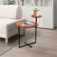 Latitude Run® 2 Tier Tabletops Acacia Wood Accent End Table