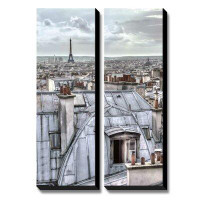 Latitude Run® 'Paris Rooftops' by Assaf Frank 2 Piece Graphic Art on Canvas Set