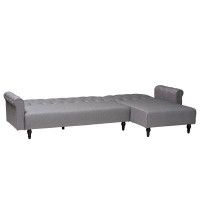 House of Hampton Baxton Studio Chesterfield Retro-Modern Slate Grey Fabric Upholstered Convertible Sleeper Sofa