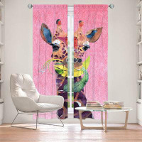 East Urban Home Lined Window Curtains 2-panel Set for Window Size 40" x 61" by Marley Ungaro - Giraffe Light Pink