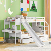 Harriet Bee Hayam Kids Twin Over Twin Bunk Bed with Drawers