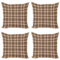 East Urban Home Ambesonne Tan And Brown Throw Pillow Cushion Case Pack Of 4, Old Fashioned Check Plaid Pattern Scottish