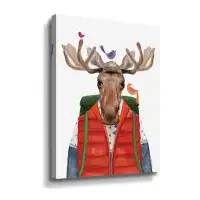 Trinx Moose Camper Gallery Wrapped Floater-Framed Canvas