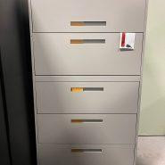 Global 5 Drawer Lateral Filing Cabinet – Center Pull Handles – Grey
