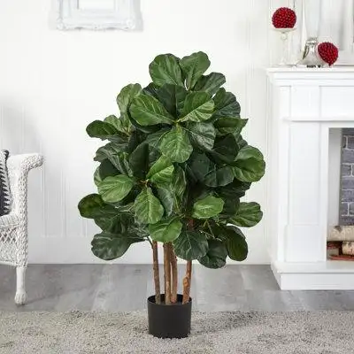Charlton Home 36" Artificial Fiddle Leaf Fig Tree in Planter