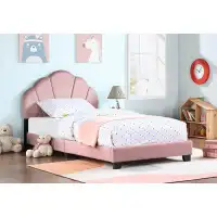 Mercer41 Twin Size Velvet Upholstered Platform Bed with Slatted Bed Base