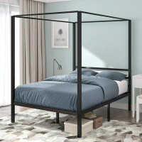 Latitude Run® Latitude Run® 14Inch Metal Canopy Bed Frame Platform , Black, Full Size