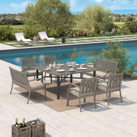 Peak Home Furnishings 8 - Person Square Outdoor Dining Set With Sunbrella Cushions