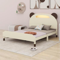 Zoomie Kids Alegna Full Wooden Platform Bed with Bear-shaped Headboard and Night Lights