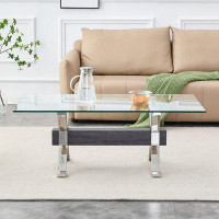 Wrought Studio Contemporary Tempered Glass Dining Table