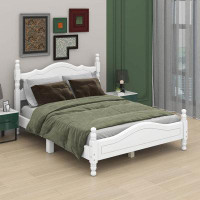Charlton Home Daviana Wood Platform Bed Frame,Retro Style Platform Bed with Wooden Slat Support