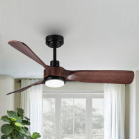 Brayden Studio 52'' Brown Wood Ceiling Fan With Light Kit And Remote Control