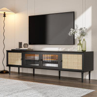 Bayou Breeze Arlyce LED Rattan TV Stand for 75 Inch TV