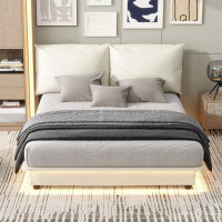 Ivy Bronx Queen Size Upholstered Platform Bed With Sensor Light And Ergonomic Design Backrests