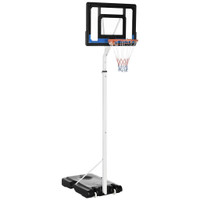 ADJUSTABLE BASKETBALL HOOP AND BASKETBALL STAND W/ STURDY BACKBOARD AND WEIGHTED BASE, PORTABLE ON WHEELS