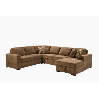 Latitude Run® 123" Sectional Sofa with Storage Chaise, U Shaped Sectional Couch with 4 Pillows