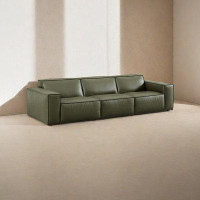 HOUZE 110.2" Green Genuine Leather Modular Sofa cushion couch