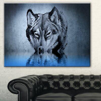 Made in Canada - East Urban Home 'Wolf Head with Water Reflections Tattoo' Graphic Art Print on Canvas