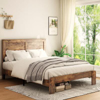 Millwood Pines Clemet Wood Platform Bed Frame, Noise Free, No Box Spring Needed and, Large Under Bed Storage