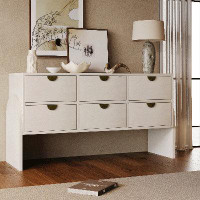 Latitude Run® Vintage Style Rubberwood Six Drawer Dresser, Antique White