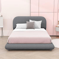 Latitude Run® Upholstered Platform Bed with Curve-shaped Headboard