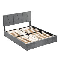 Latitude Run® Full Size Upholstery Platform Bed With Four Drawers On Two Sides