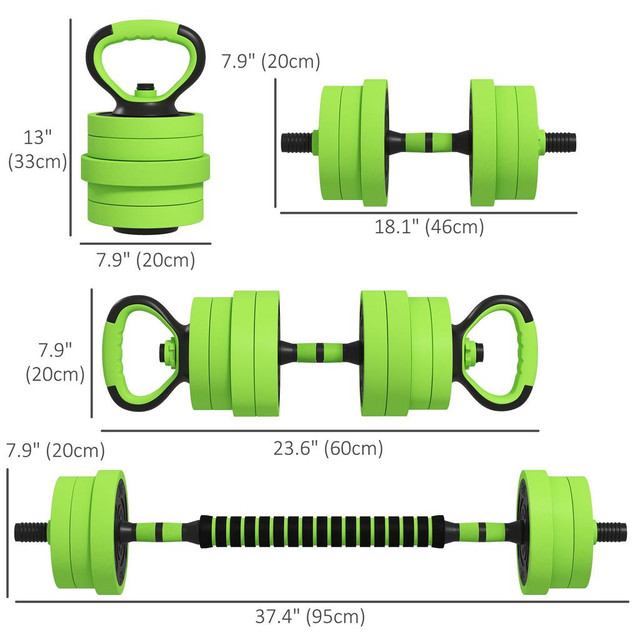 Dumbbell Set 37.4" x 7.9" x 7.9" Green in Exercise Equipment - Image 3