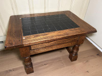 ONLINE AUCTION: Wood And Tile Side Table