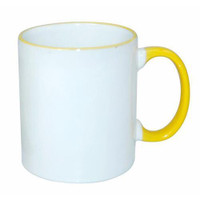 1pc 11oz Sublimation Ceramic Mug Rim Handle Mug Cup Heat Press Transfer