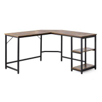 DormCo Suprima® Modern Darkwood Corner Desk with Shelves