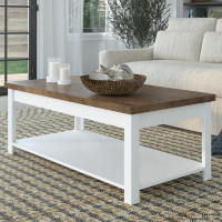 Springland Bridgevinehome 48" Fully Assembled White And Brown Coffee Table