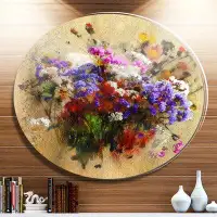 Design Art 'Floral Still with Bunch of Flowers' Graphic Art Print on Metal