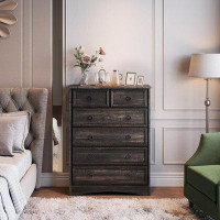 Millwood Pines Millwood Pines Tall 6 Drawer Dresser , Chest of Drawers for Bedroom,Dresser for Living Room,Dark Rustic O