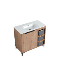 Ebern Designs Tonneson 35.58'' Free Standing Single Bathroom Vanity with Resin Top