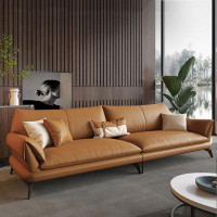 Crafts Design Trade 86.61" Brown Genuine Leather Standard Sofa cushion Loveseat