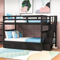 Harriet Bee Dinuk Full over Full Wood Bunk Bed with Drawers