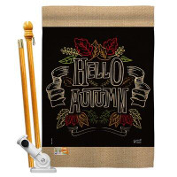 Angeleno Heritage Chalkboard Hello Autumn House Flag Set Harvest & Fall 28 X40 Inches Double-Sided Decorative Decoration