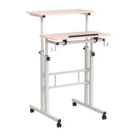 Accentuations by Manhattan Comfort Pink Modern Adjustable Height Standing Desk With USB Outlet