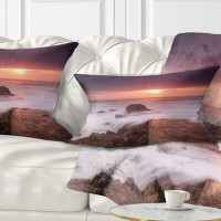 Made in Canada - East Urban Home Seashore Flowing Waves at Cable Shallow Coast Lumbar Pillow
