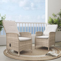 Winston Porter All-Aluminum Wicker Recliner Chair With Sunbrella Cushion Set Of 2