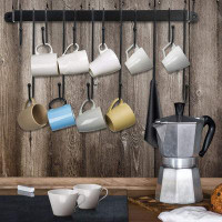 Rebrilliant 23-Inch Black Coffee Bar Cup Hanger Hooks - Hanging Coffee Cup Rack Storage Organizer