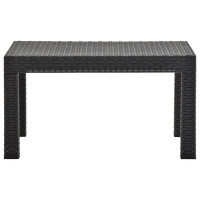 Hokku Designs Patio Table Anthracite 22.8"X22.8"X16.1" PP Rattan