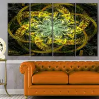 Design Art 'Yellow and Green Fractal Flower' Graphic Art Print Multi-Piece Image on Canvas