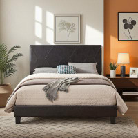 Ebern Designs Upholstered Platform Bed Frame ,Wood Slat Support