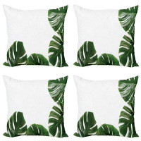 East Urban Home Ambesonne Philodendron Decorative Throw Pillow Case Pack Of 4, Monstera Leaf Swiss Cheese Plant Rustic F