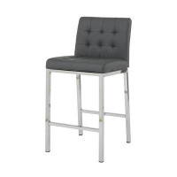 buthreing Modern Design High Counter Stool Electroplated Leg Kitchen Restaurant White Pu Bar Chair(Set Of 2)