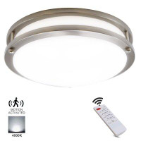 MingBright 12-Inch LED Flush Mount Ceiling Light With Micro Wave Sensor With Remote Control, Dimmable, 20W, 1200LM, 4000